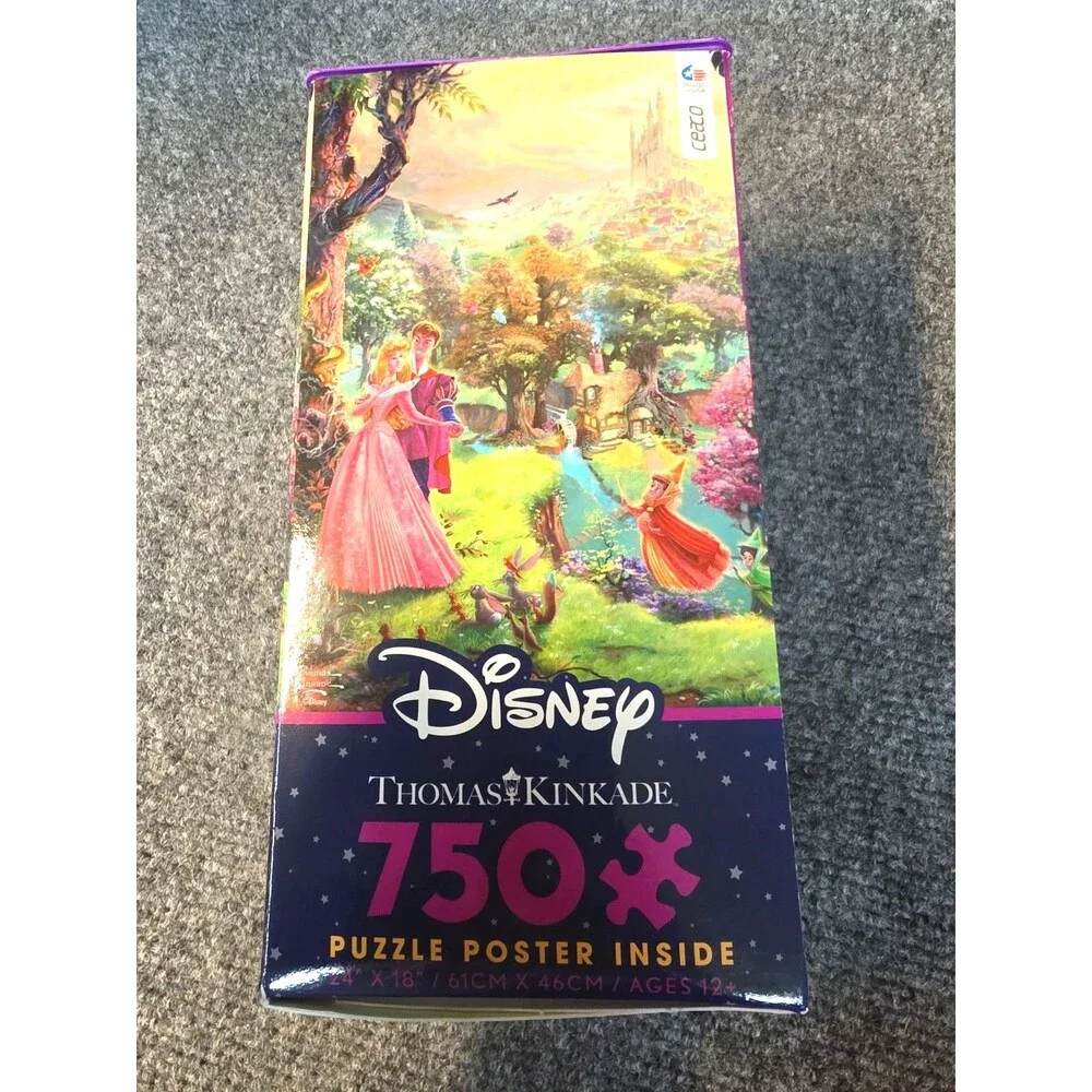 New Sealed Sleeping Beauty Thomas Kinkade Disney Puzzle Poster 750 Pcs